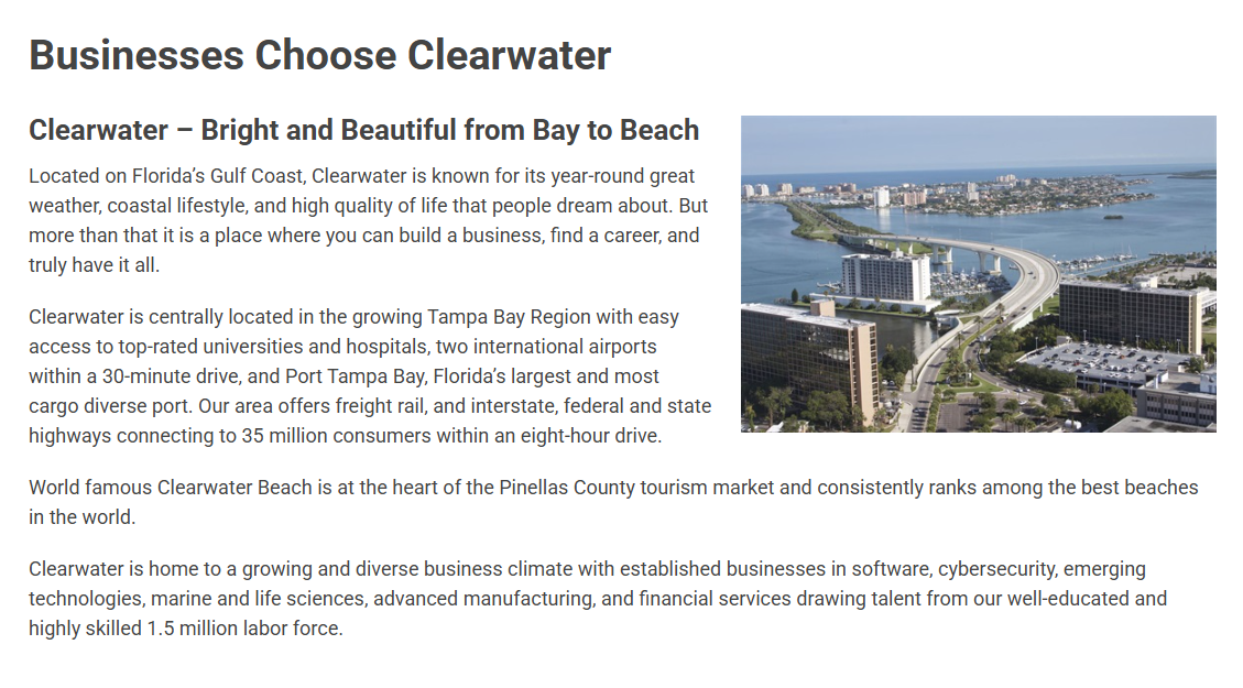 Businesses Choose Clearwater