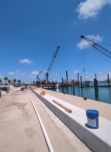 concrete dock with divider 