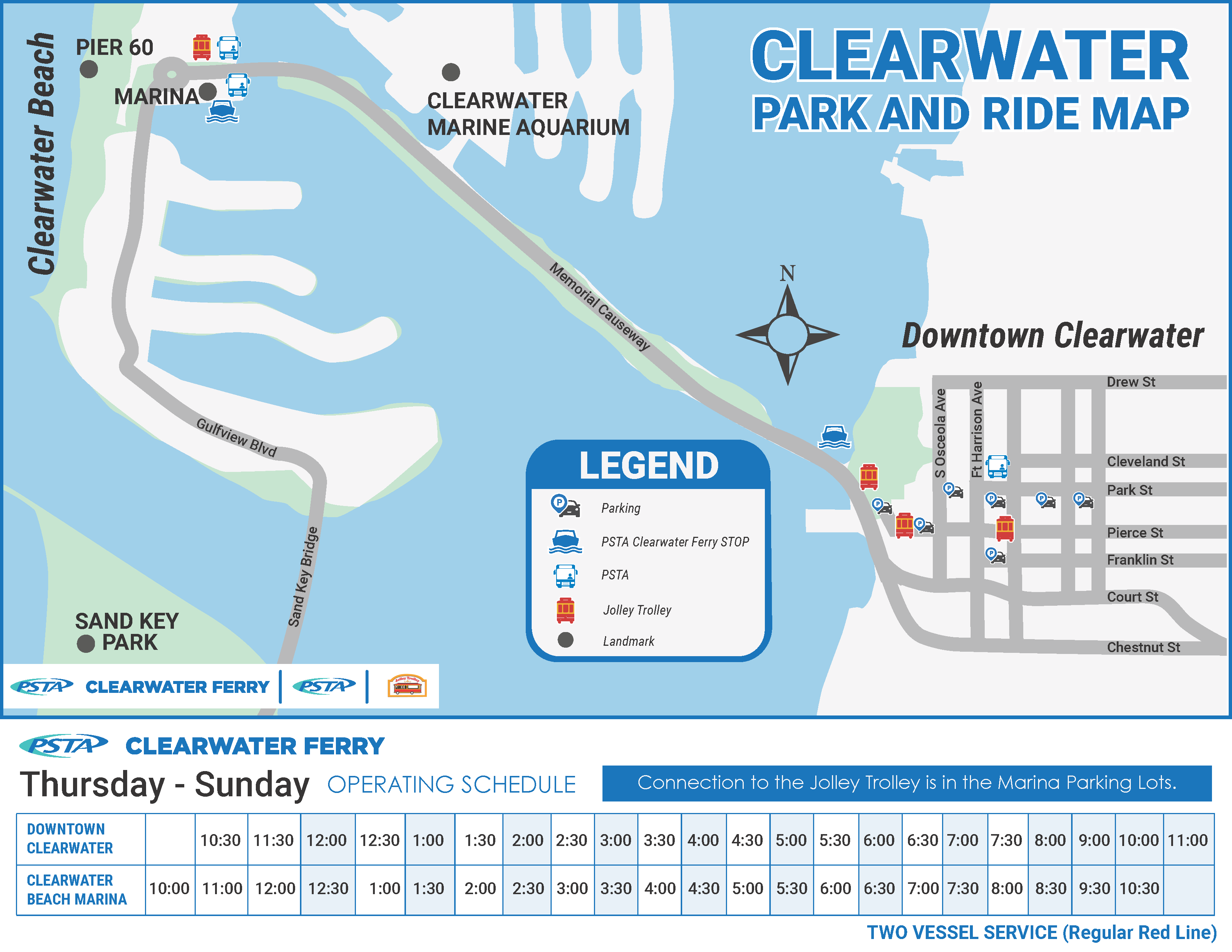 Image of the Clearwater Beach Marina Park and Ride Map