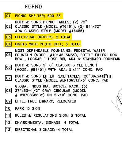 State Street Park Renovation Legend