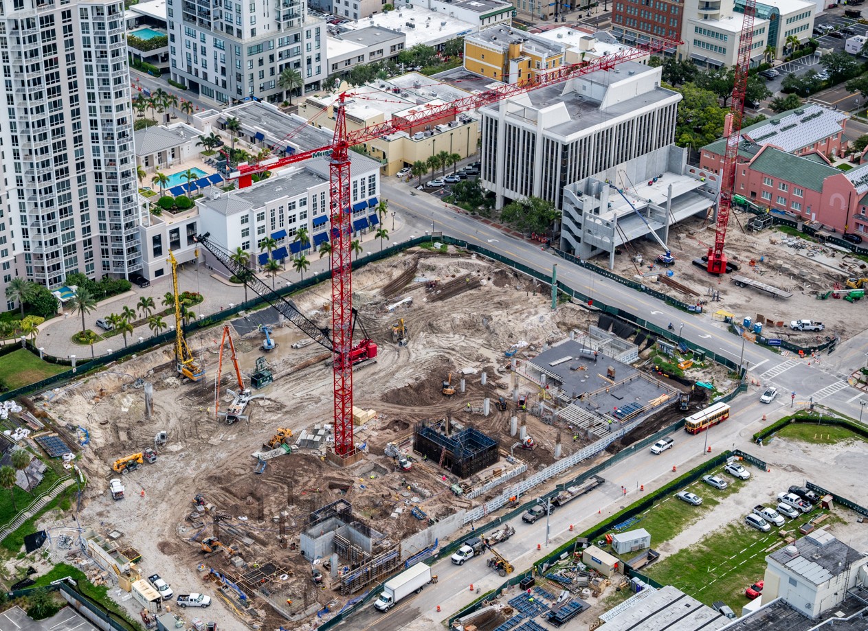 beginning of The Bluffs construction with crane