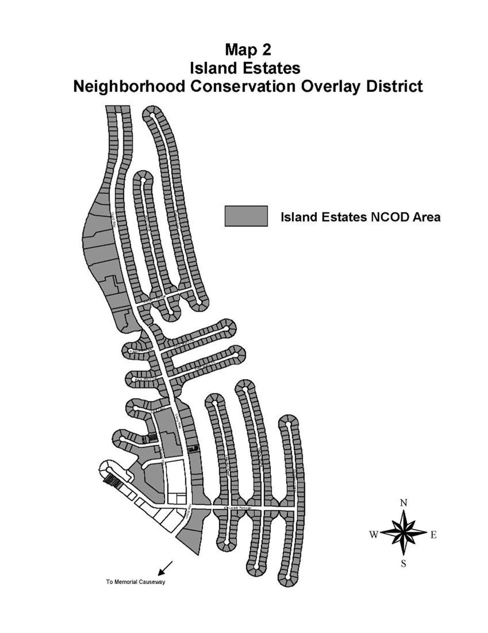 Map showing the street names and parcels which make up the Island Estates Neighborhood Conservation Overlay District. Please contact the Planning and Development department at 727-562-4567 if you would like a detailed description of the map.