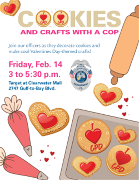 Image of Cookies and crafts with a cop poster