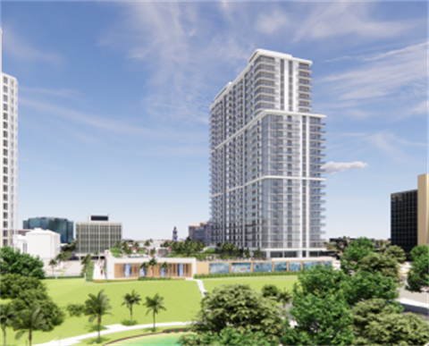 Artist rendering of the new bluff apartments.