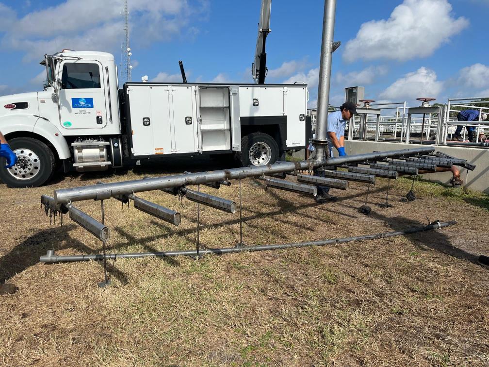 The digester from Bay #2 at the Northeast Wastewater Plant is fully clogged.