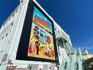 Mural on building with icons of historical figures in Clearwater